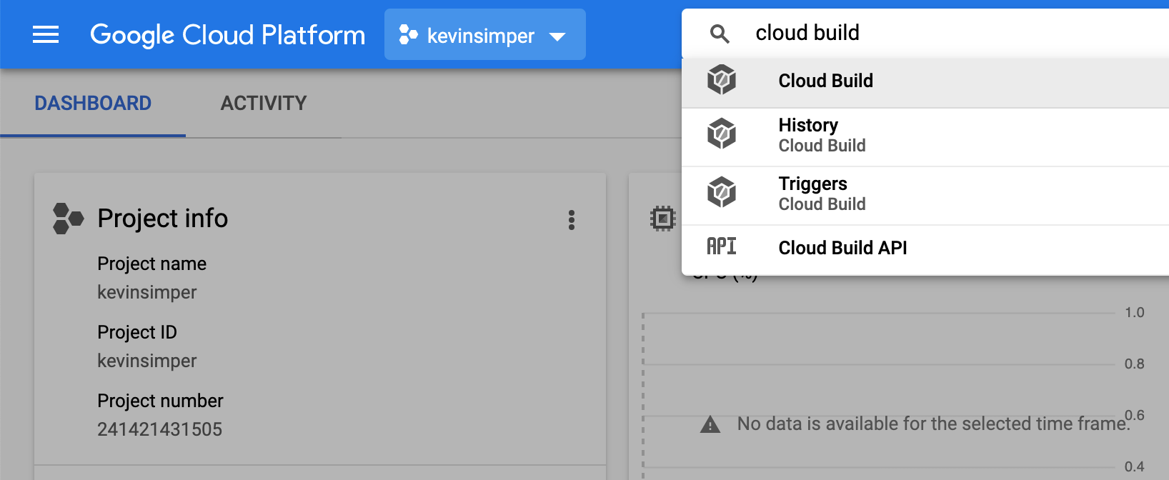 Google Cloud Search Bar Cloud Build