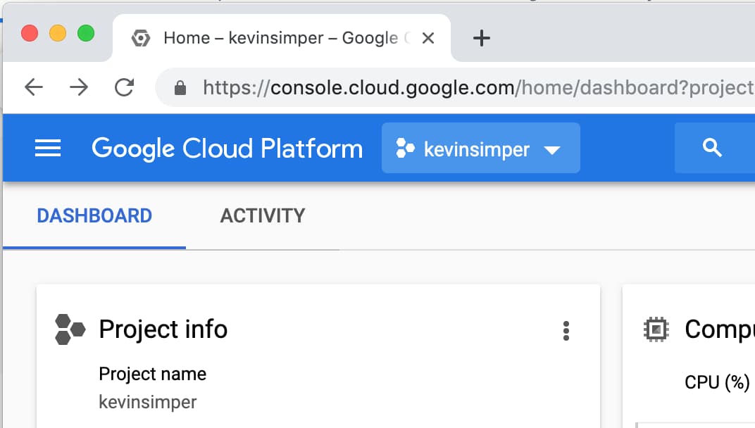 google cloud choose project