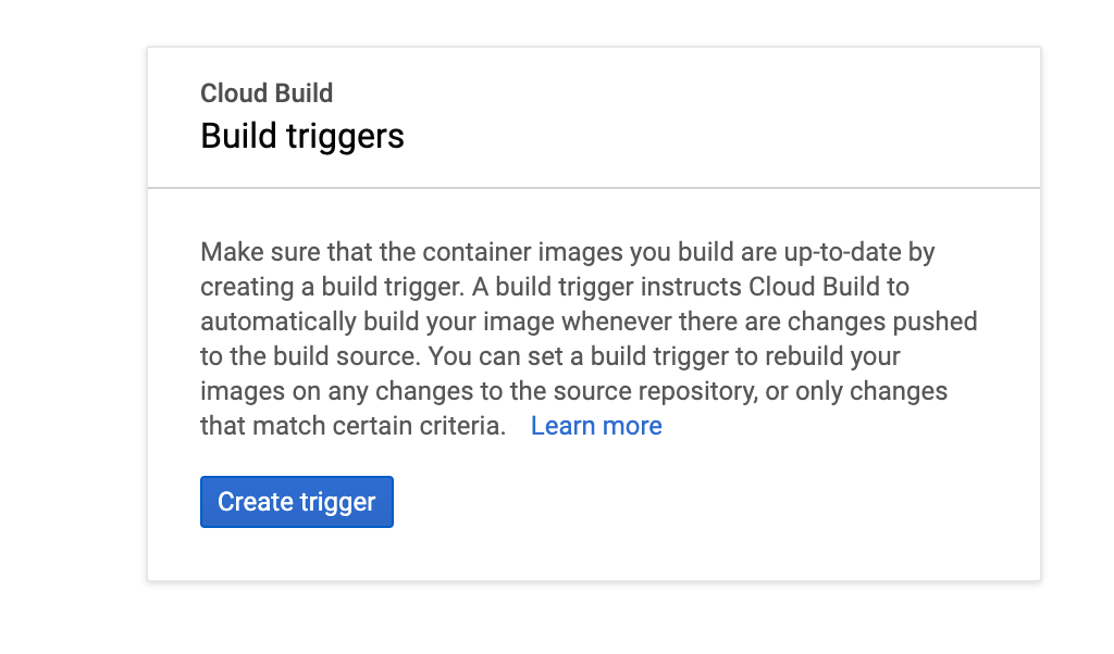 Google Cloud Cloud Build Create trigger