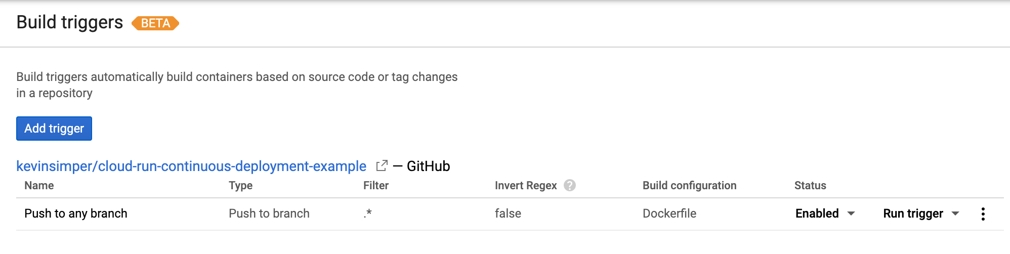 Google Cloud Cloud Build Build Triggers