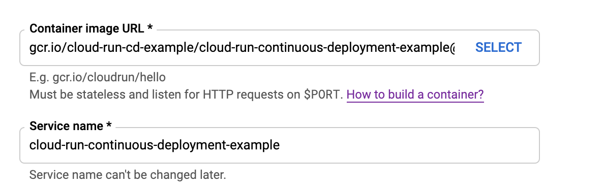 Google Cloud Clud Run Container Image URL