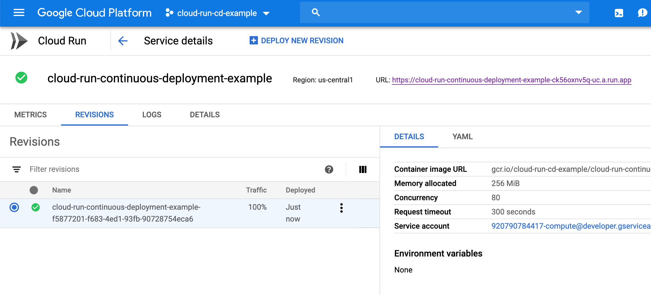 Google Cloud Cloud Run deployed service